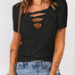 Strappy Ribbed Knit T-Shirt