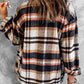 Plaid Button Front Shirt Jacket with Breast Pockets