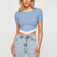 Contrast Trim Pointed Hem Ribbed Crop Top
