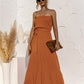 Strapless Tie Waist Tiered Maxi Dress
