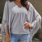 Fringe Trim Center Seam Dolman Sleeve Top