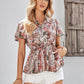 Floral Flutter Sleeve Peplum Blouse