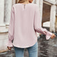 Round Neck Long Flounce Sleeve Blouse