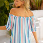 Rainbow Stripe Off-Shoulder Frilled Flounce Sleeve Blouse