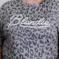 Plus Size Leopard Letter Graphic Tee Shirt