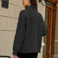 Cable-Knit Turtleneck Lantern Sleeve Sweater