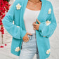 Flower Detail Open Front Cardigan