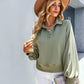 Quarter-Snap Collared Raglan Sleeve Sweatshirt