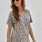 Leopard V-Neck Tee with Pocket