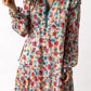 Floral Notched Neck Flounce Sleeve Dress