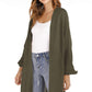 Open Front Slit Exposed Seam Cardigan