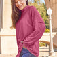 Basic Bae Full Size Ribbed Exposed Seam Mock Neck Knit Top