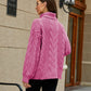 Cable-Knit Turtleneck Lantern Sleeve Sweater