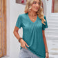 Ruched V-Neck Short Sleeve Tee