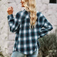 Plaid Button Front Curved Hem Shirt Jacket