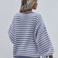 Striped Drop Shoulder V-Neck Pullover Sweater