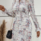 Floral Tie Neck Smocked Waist Dress