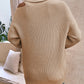 Cold-Shoulder Turtleneck Rib-Knit Sweater
