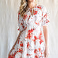 Floral Tie Neck Flounce Sleeve Tiered Mini Dress