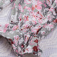 Printed Tie Neck Flounce Sleeve Top