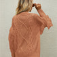 Mixed Knit Fringe Detail Round Neck Sweater