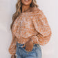 Floral Frill Trim Smocked Off-Shoulder Top