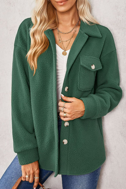 Sherpa Button Down Dropped Shoulder Jacket
