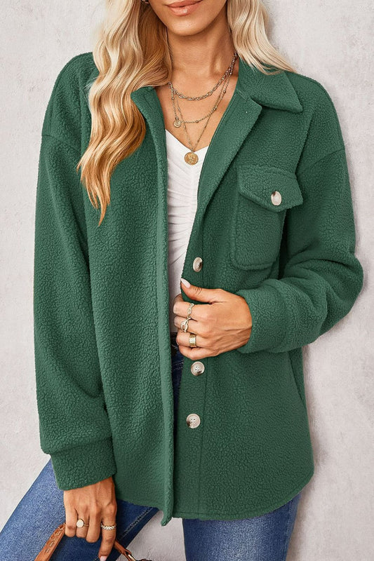 Sherpa Button Down Dropped Shoulder Jacket