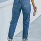 Ripped Ankle Straight Jeans with Pockets