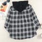 Plaid Drawstring Hooded Shirt Jacket