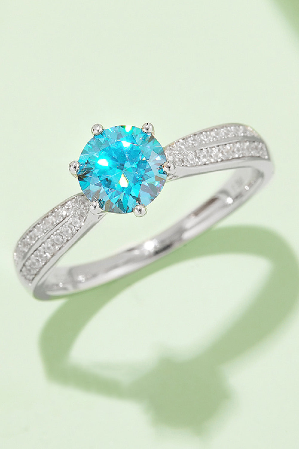 1 Carat Moissanite 925 Sterling Silver Side Stone Ring