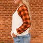 Plaid Contrast Raglan Sleeve Top