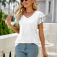 Eyelet Layered Flutter Sleeve V-Neck Top