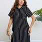 Plus Size Striped Short Sleeve Shirt Dress