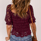 Lace Smocked Flounce Sleeve Blouse