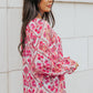 Floral Button-Up Flounce Sleeve Blouse