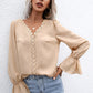 Lace Trim Flounce Sleeve Blouse