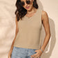 Buttoned Cutout Ribbed Trim Knit Tank