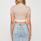 Contrast Trim Pointed Hem Ribbed Crop Top