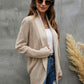 Shawl Collar Rib-Knit Open Front Cardigan