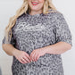 Plus Size Leopard Letter Graphic Tee Shirt