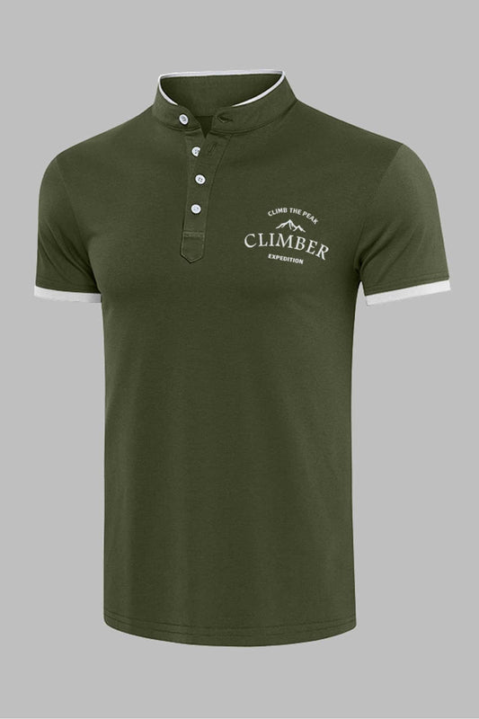 Graphic Band Collar Short Sleeve Tee
