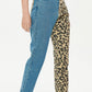 Full Size Leopard Two-Tone Jeans