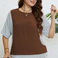 Plus Size Striped Round Neck Half Sleeve Top