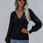 Lantern Sleeve Surplice Sweater