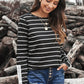 Striped Lace Button Detail Top