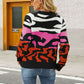 Cozy Venue Printed Raglan Sleeve Ribbed Trim Sweater