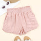 Striped Frayed Hem Paperbag Shorts