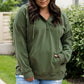 Snap Down Drawstring Hoodie with Kangaroo Pocket