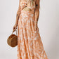 Floral Strapless Sweetheart Neck Cutout Dress